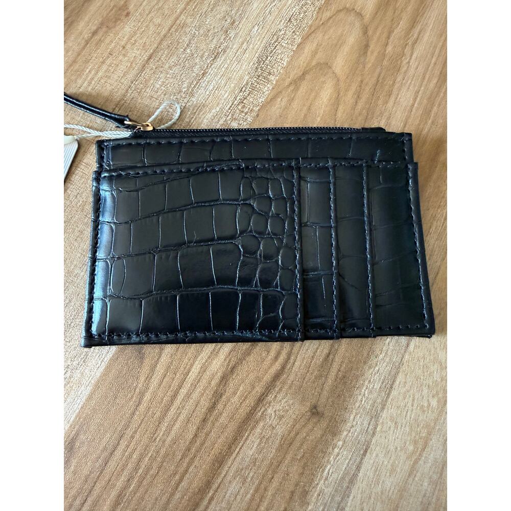 NWT Primark Black Faux Leather Croc Stamped Card Wallet - Picture 4 of 5